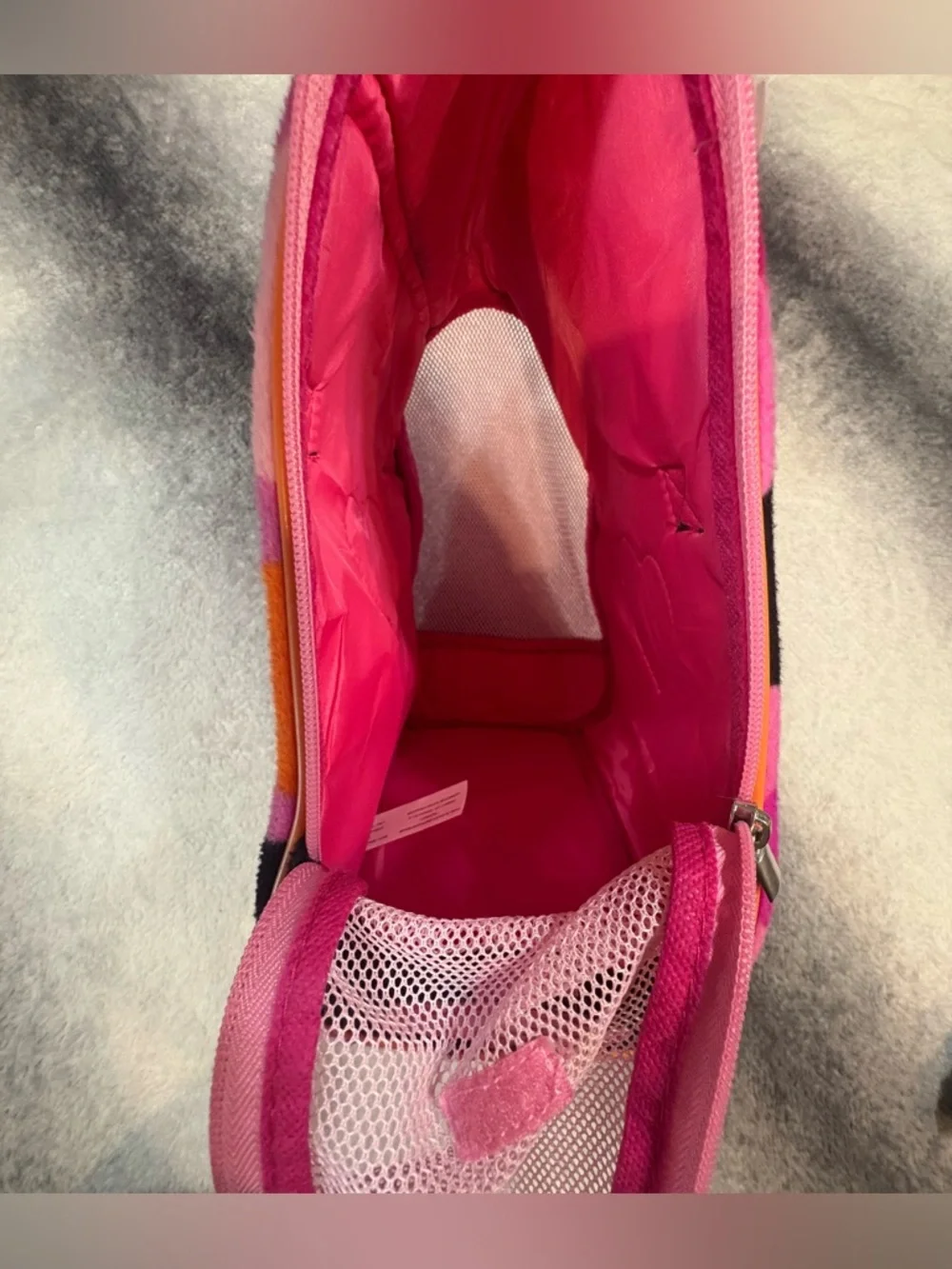(A6) Battat Pucci Pups Pink Polka Dot Plush Dog Carrier‎ Bag Glam Heart Detail